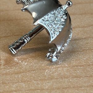 Silvertone Vintage Umbrella Brooch